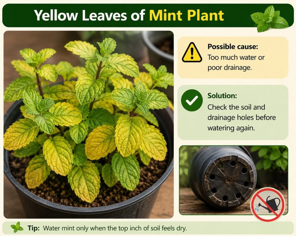 yellow leaves of mint