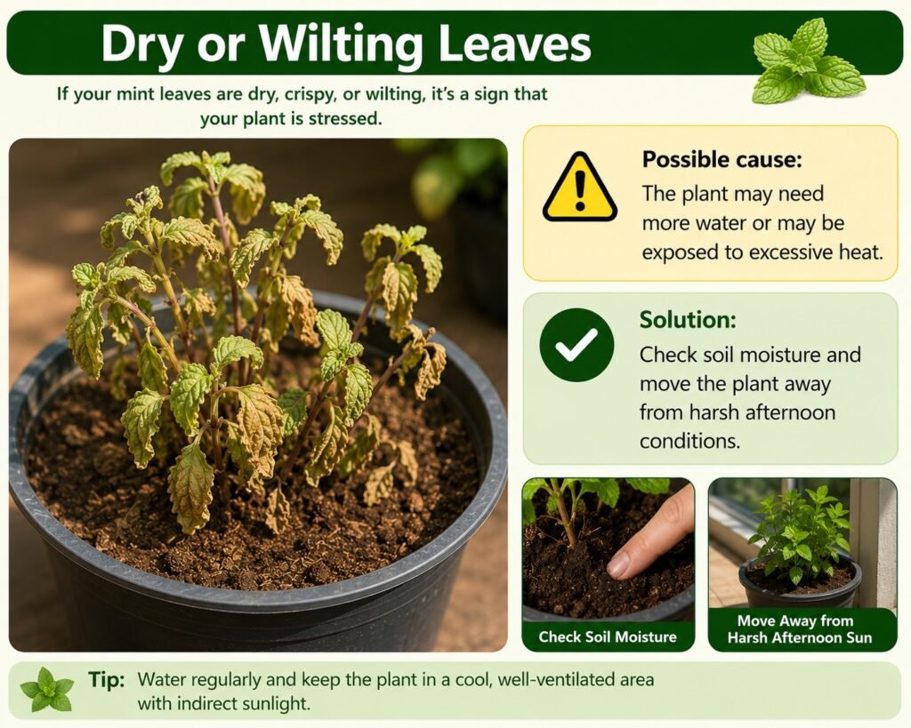 and wilting leaves of mint