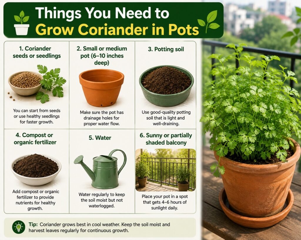 Things You Need to Grow Coriander in Pots