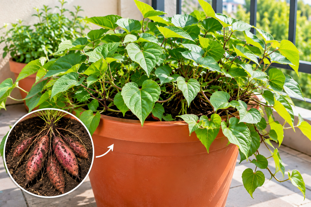 sweet potatoes grow in pot 